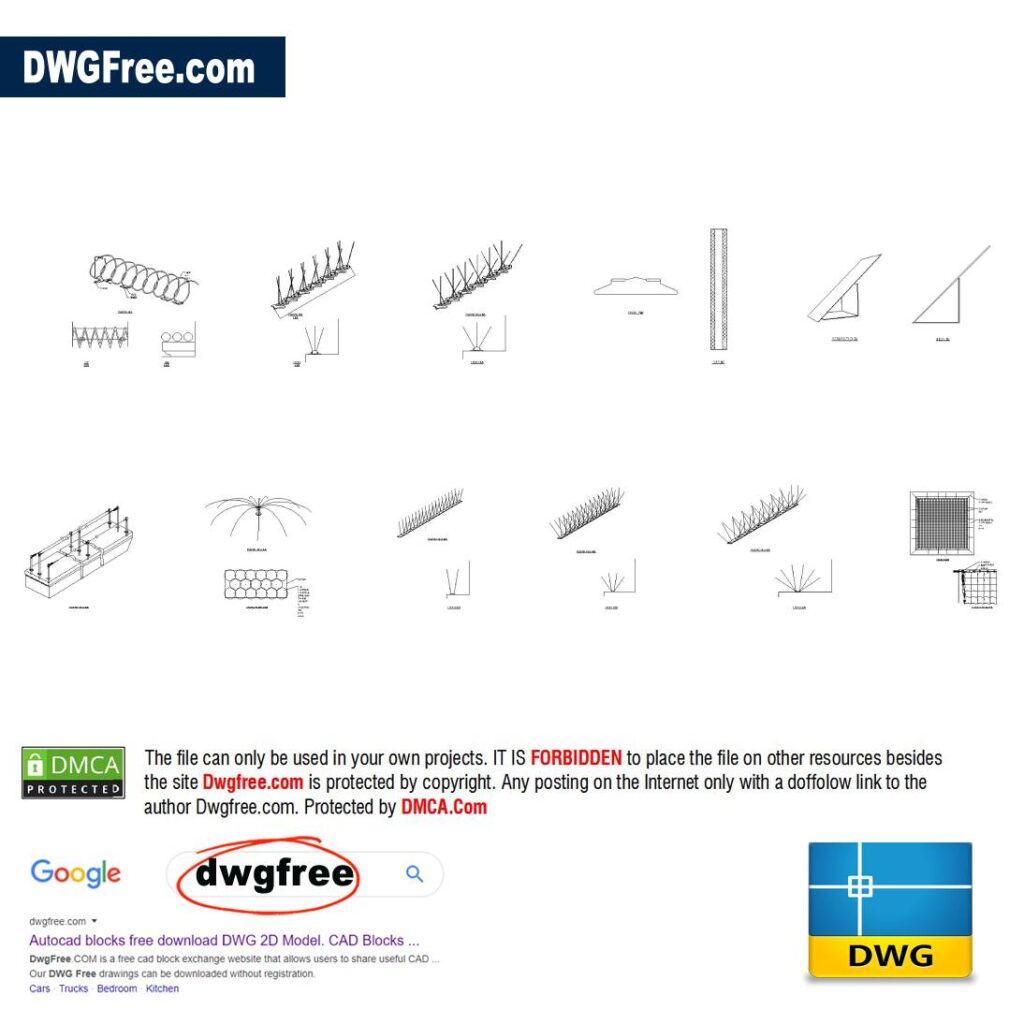 Free Drawing Bird Barrier D Dwg Format Block Autocad