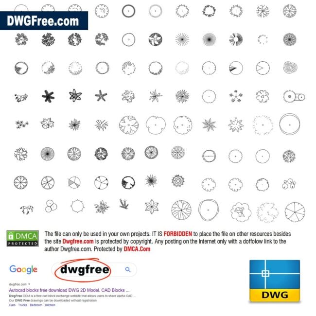 2D DWG 88 trees plan CAD blocks