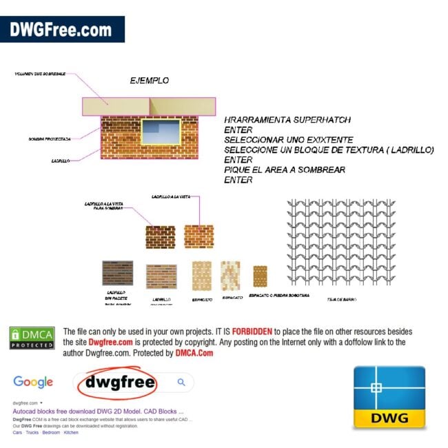 DWG block Brick for texturing facades 2D CAD